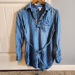 Liz Landge for Target Maternity Chambray Tunic Top with Tie Belt Size Small